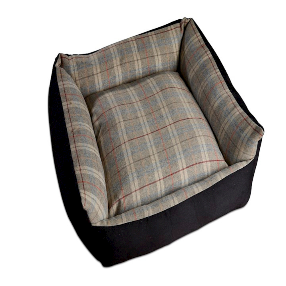Country Classic Tweed Wool Cosy Dog Bed - Grey